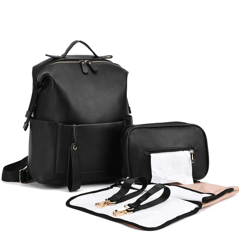 Sac à Langer “Le Cocoon Black" – Cuir Doux, Grande Capacité & Design Raffiné (Copie)